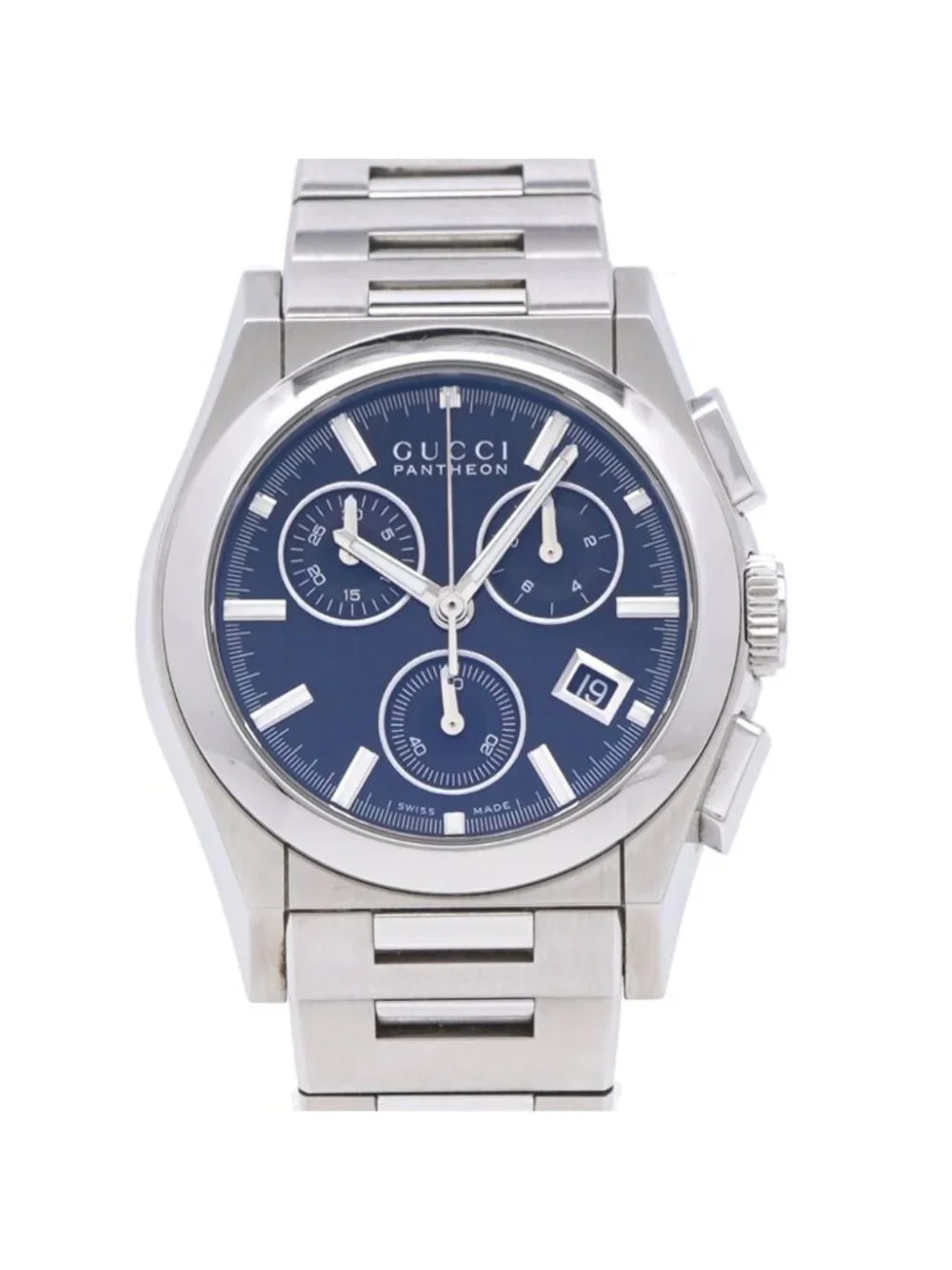 Gucci Pantheon 115.4 Quartz Watch Stainless Steel Black Dial Boys